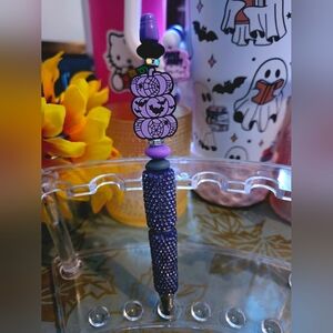 Purple Halloween Themed Beaded Rhinestone Bling Pen